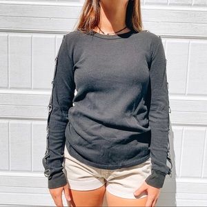 Waffle print long sleeve with silver detailing